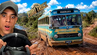 DIRIGI O ONIBUS MONOBLOCO NA ESTRADA DE LAMA COM ATOLEIROS! - EURO TRUCK SIMULATOR 2