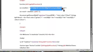 STRINGS SPLIT METHOD IN JAVA SCRIPT DEMO