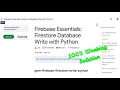 Firebase Essentials Firestore Database Write with Python