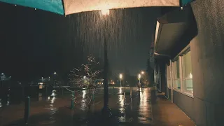 Walking During HEAVY RAIN Under Umbrella Binaural Audio Sounds ASMR 