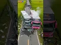 No one wants to give in! Two buses collide on a narrow road.