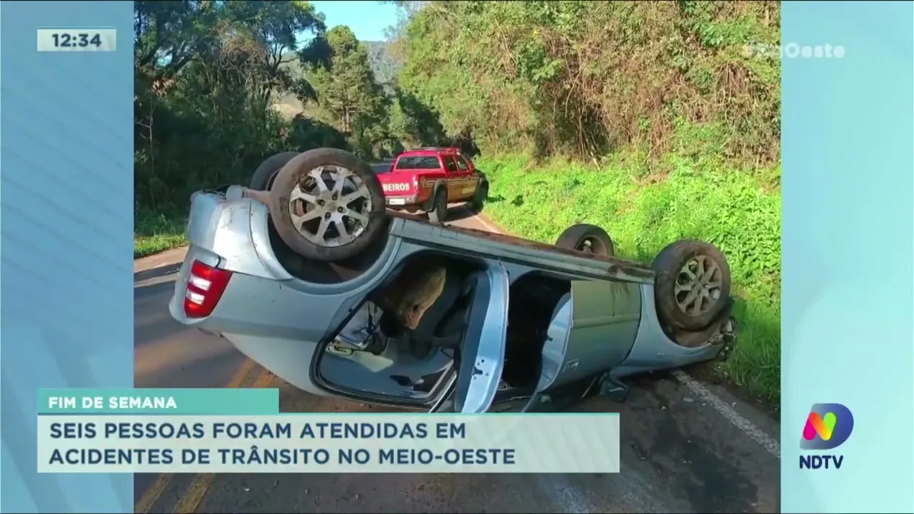 Seis pessoas são atendidas em acidentes de trânsito no Meio-Oeste