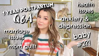 1 YEAR POSTPARTUM Q&A | Anxiety & Depression, Heath & Marriage Issues, Baby #2?!