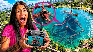 MEU DRONE CAPTUROU O SIREN HEAD NO LAGO *fiquei com medo 