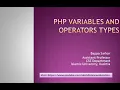 Class 17 PHP Variables and Operators Types