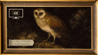 Rustic Woodland Owl Wallpaper - 4K Fine Art TV Screensaver 2 Frame Options 2 HR No Sound