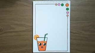 تزيين الدفتر سهل تزيين دفتر على شكل كوب عصير رسومات لتزيين الدفاتر Easy Notebook Border Design 