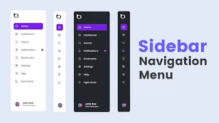 Responsive Sidebar Navigation with HTML CSS JavaScript Mode