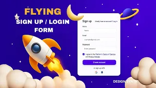 Flying Rocket Sign Up Login Form with Animation HTML CSS JS Tutorial for Beginners