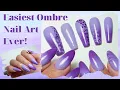 The Most Easiest Way to Ombre Nails - Purple Ombre Nail Art Bubble Technique