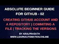 GitHub tutorials 02 Create a Repository Upload File Commit Track Versions Tamil