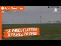 130 MPH Winds Flatten Wind Turbines High Tension Towers