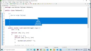 Full Triangle Alphabet Pattern Printing in Java Language