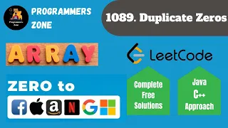 1089 Duplicate Zeros Zero to FAANG Kunal Assignment Solution Leetcode Shapnesh