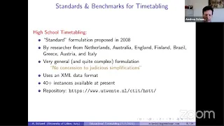 Scheduling seminar Andrea Schaerf Uni of Udine Educational Timetabling Problems Benchmark