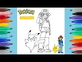 Pokemon Pikachu and Ash Coloring Page Pokemon