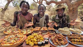 First Time Hadzabe Tribe Cooks & Tastes Modern Food!