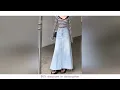 Download Lagu #2025 Trend Women's Y2K Jeans Skirt - Light Blue High Waist Denim Maxi Skirt Retro Coquette Stree
