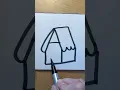 How to draw a house from letter A Step by step
