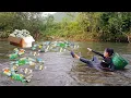 TIME LAPSE - A Lot of Money in the Cardboard Box was Swept Away by the Stream - Daily Life