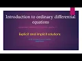 Explicit Vs Implicit Solutions of a differential equation-Lesson-11