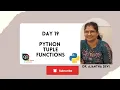 Day 19 Python Tuple Functions Tuple Operations Built-in Tuple Functions