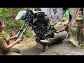 Download Lagu The girl found a broken motorbike and will try to fix it.