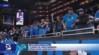 Fans inside Ford Field celebrate Detroit Lions win over Tampa Bay Buccaneers