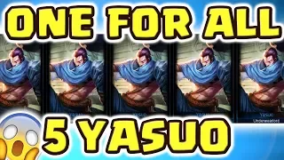 THE CRAZIEST GAME MODE EVER!! NEW ONE FOR ALL 5 YASUOS | WINDWALL ENTIRE LANE | THE WAY OF THE YASUO