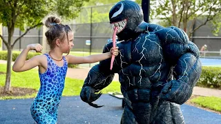 Little Girl vs VENOM Epic Workout Battle