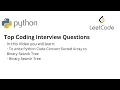 Top Coding Interview Questions - 30 Convert Sorted Array to Binary Search Tree Leetcode Python