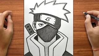 Easy Naruto Drawing How to Draw Kakashi Hatake Step by Step For Beginners
