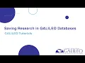 Saving Research in GALILEO Databases