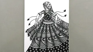 Download How to Draw a Traditional Dancing Girl in Rajasthani Dress Mandala Drawing, Mandala Drawing MP3