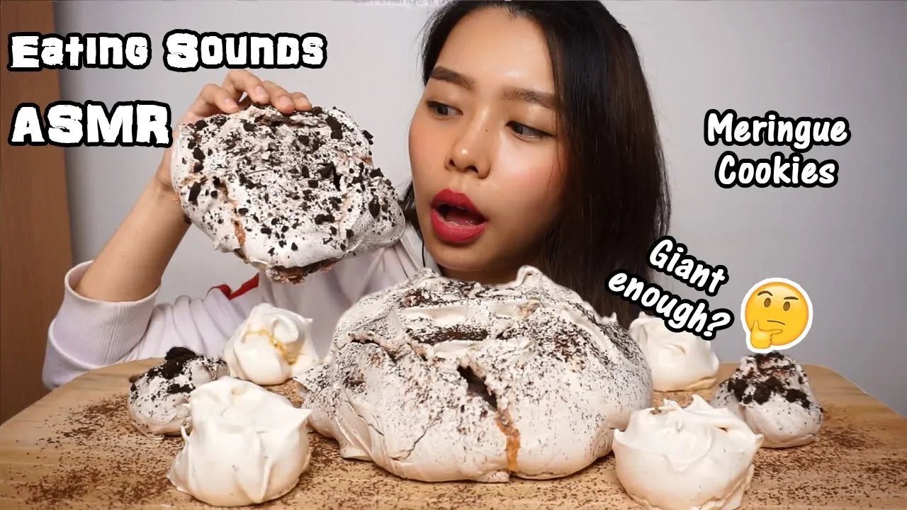 ASMR Giant Meringue Cookies | Soft Crunchy Eating Sounds | No Talking