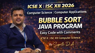 Bubble Sort Java Program ICSE X ISC XII Computer Science Computer Applications