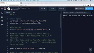 Challenge 2 - Replacing Blanks with Guesses 100 Days of Code The Complete Python Pro Bootcamp