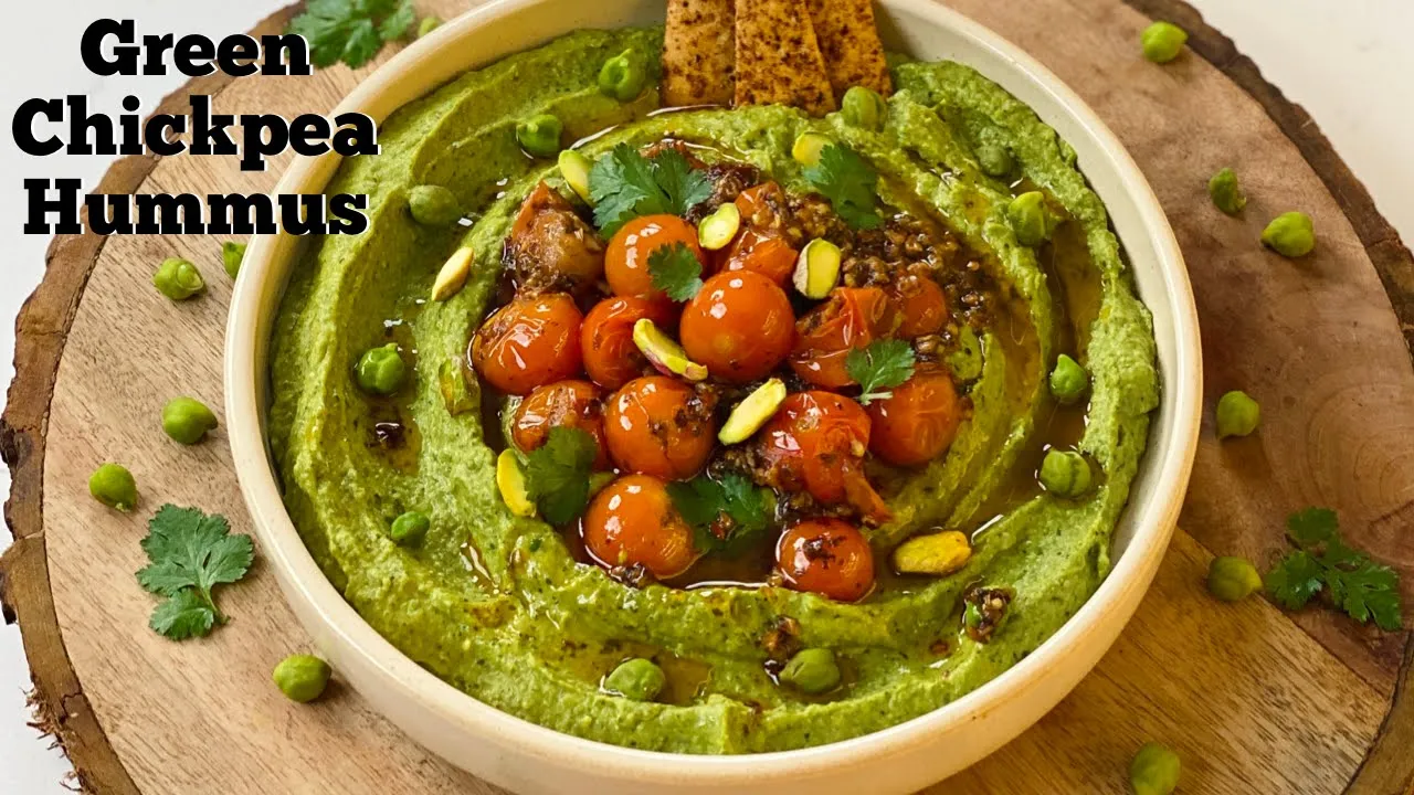 Green Chickpea  Pistachio Hummus   Hummus Recipe   Flavourful Food