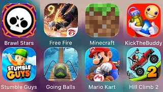 Minecraft,Kick The Buddy,Stumble Guys,Free Fire,Hcr 2,Mario Kart,Going Balls,Brawl Stars