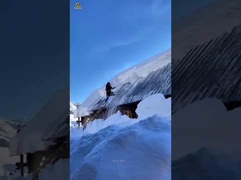 Removing Snow from House Roofs 😱 #shorts​