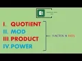 3 MOD QUOTIENT PRODUCT POWER functions in Excel