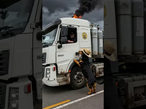 Hero Dog Saves Driver — Stops Burning Gas Truck Seconds Before Explosion#dogs#rescue #animals1