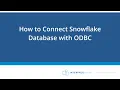 How to connect Snowflake Database with ODBC