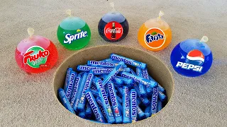 Experiment !! BALLOONS vs Coca Cola, Sprite, Pepsi, Fanta, Fruko and Mentos Underground