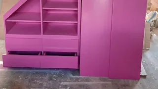 pink cabinet spray paiinting woodworking projects