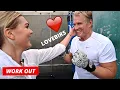Dolph Lundgren work out With Girlfriend Emma Krokdal at GOLD S GYM in Venice