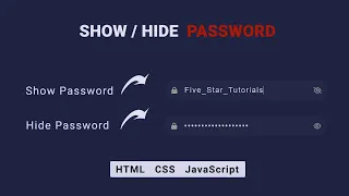 Toggle Password Visibility Using HTML CSS JavaScript Show Hide Password