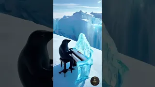 عزب البيانو على الجليد Ai الذكاء الاصطناعي بيانو عزف موسيقى 