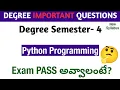 Degree Semester 4 - Python Programming most Important Questions How to PASS Python Exam Degree Exams