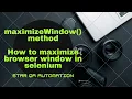 How to maximize browser window using selenium